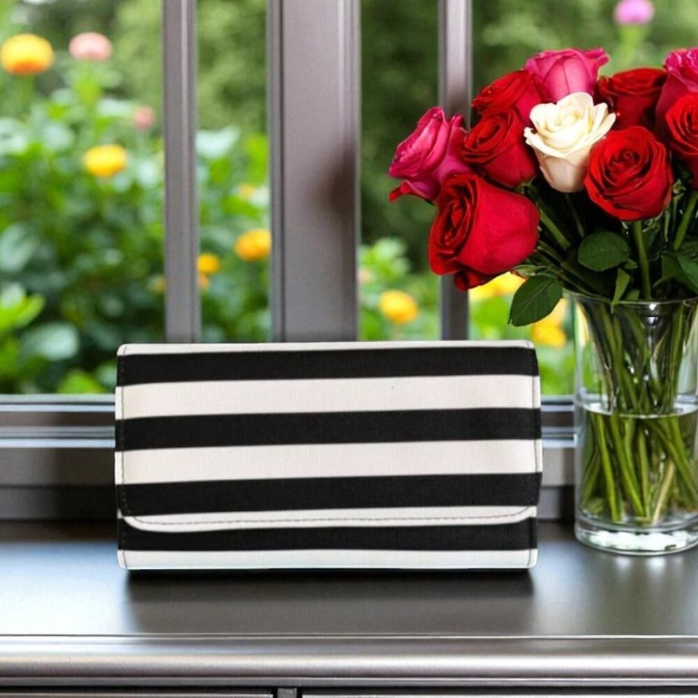 Kut From The Kloth Black and White Striped Wallet